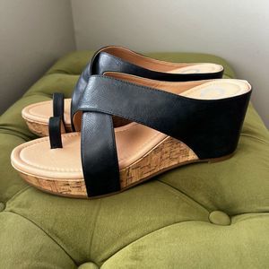 Journee Collection Rayna Wedge Sandal Navy Womens 8.5